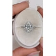 thumbnail image 3 of SOLITAIRE JEWELS 2CT Oval Cut Moissanite Halo Pave Band Engagement Ring Solid 14K White Gold, 3 of 5