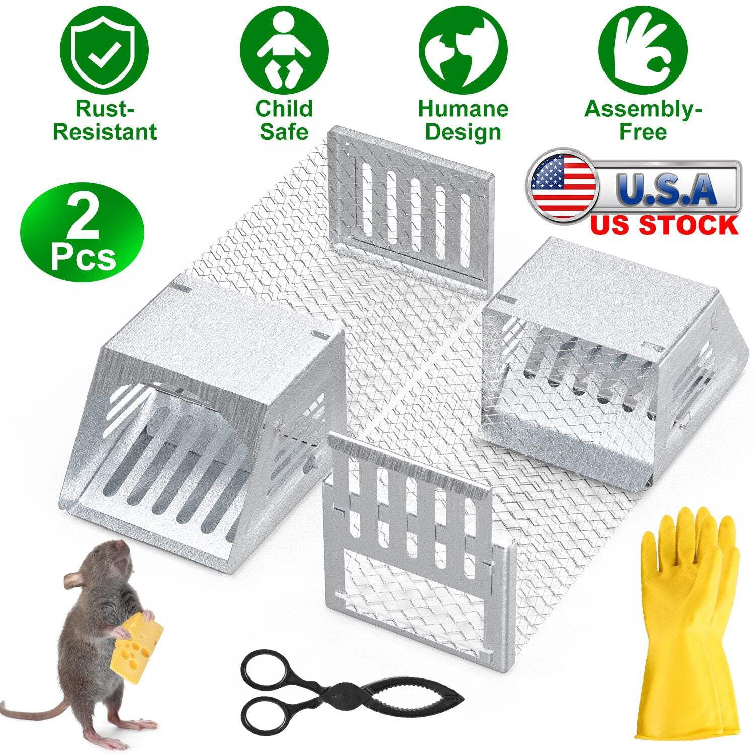 2Pcs Humane Mouse Trap Cage