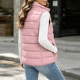 thumbnail image 5 of Mifsaly Puffer Vest Women Warm Sleeveless Quilted Jacket Stand Collar Zip Up Lightweight Fall Winter Travel Daily Layering Casual Outerwear with Pockets Pink,S, 5 of 6