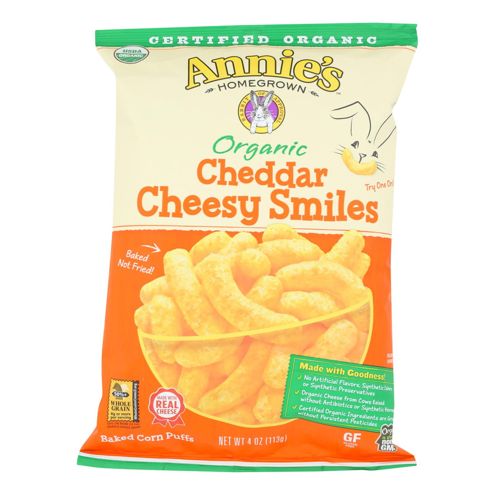 Annie's Homegrown Cheese Puffs Cheddar Case Of 12 4 Oz