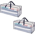 thumbnail image 1 of ORUYROP 2 Pack Moving Bags w/Backpack Straps, Moving Supplies, Moving Boxes, College Packing Storage Boxes with Lids Alternative, Heavy Duty, Extra Large, Sturdy Handles, Zippers (Clear, 2 Pac, 1 of 7