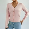 thumbnail image 2 of Button Sweaters for Women Winter Knit Open Front Crop Cardigan Sweaters Solid Long Sleeve V-Neck Pullover Shirts Tunic Tops, 2 of 8