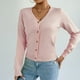 thumbnail image 1 of Suéter de cuello en V para mujer, suéter de punto de color liso con cuello en V, cárdigan con botones, blusa para mujer, 1 of 8