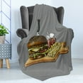 thumbnail image 4 of Charcoal Grey Soft Flannel Fleece Blanket, Contemporary Fast Food Artwork of Hand Drawn Like Hamburger Fries and Sauce, Cozy Plush for Indoor and Outdoor Use, 50" x 60", Multicolor, by Ambesonne, 4 of 5