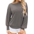 thumbnail image 3 of Uhndy Women Oblique Shoulder Long Sleeve Solid Color Blouse Gray M, 3 of 5