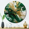 thumbnail image 3 of Designart "Serene Cascade in Green and Gold II" Abstract Oversized Wall Clock, 3 of 5