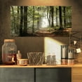 thumbnail image 2 of Designart Green Fall Forest with Sun Rays Canvas Wall Art, 2 of 4