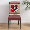 thumbnail image 4 of Valentine's Day Dining Chair Cover Set of 4, Mothers' Day Rose Petal Heart Vintage Wooden Board Plank Parsons Chair Slipcover Stretch Removable Chair Seat Protector Cover for Party Anniversary, 4 of 6