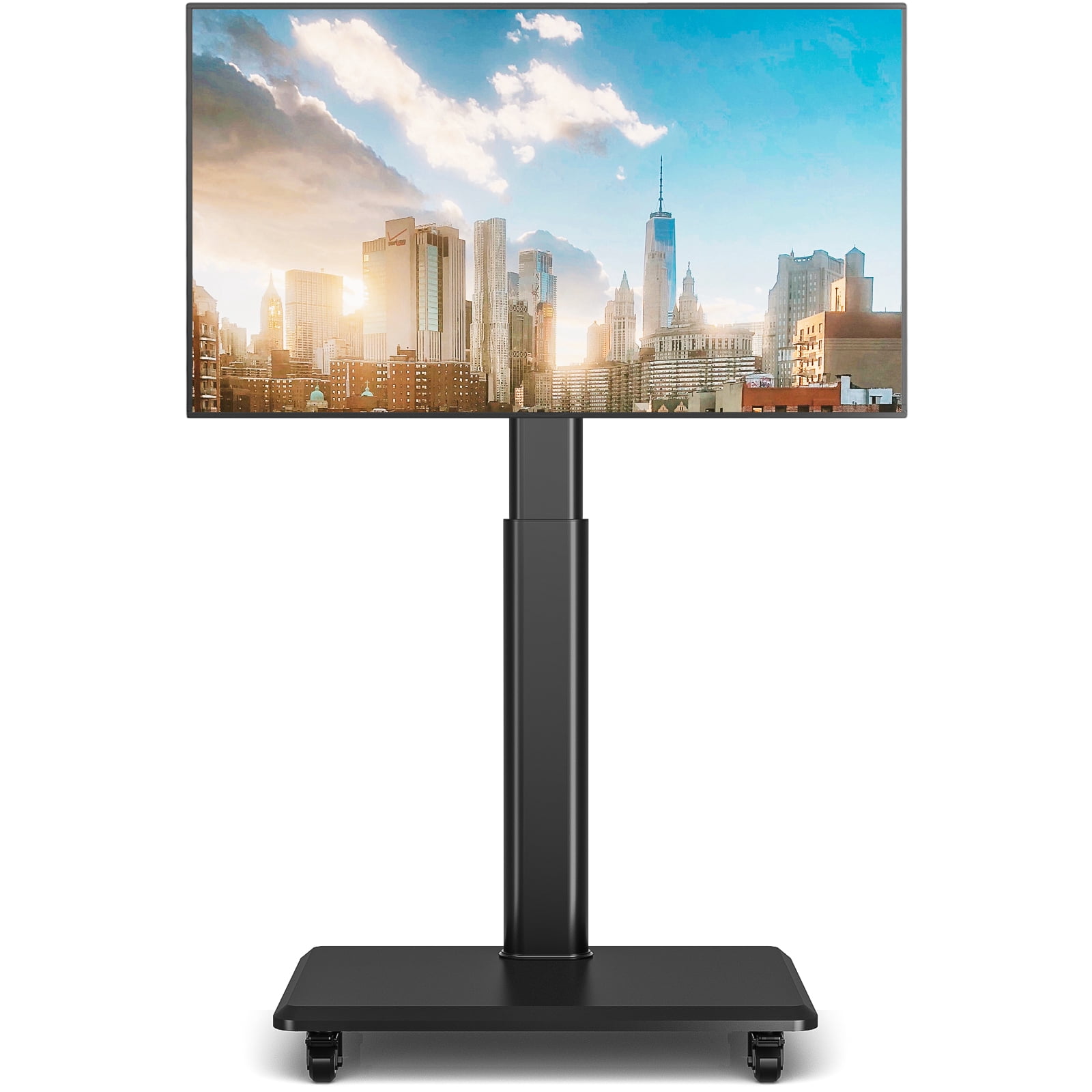 RTVR Modern Floor Rolling TV Stand for TVs up to 70 inch, Wooden Base, Black