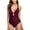 Red, variant on Charmo V Neck One Piece Swimsuits Lace-up Back Monokini Bathing Suit for Women