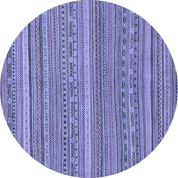Ahgly Company Machine Washable Indoor Round Abstract Blue Modern Area Rugs, 4' Round