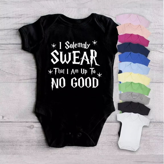 I Solemnly Swear I Am Up To No Good Baby Bodysuit Babygrow Vest Geeky Gift Cute Baby Onesie, BABY BODYSUIT LAT 4424