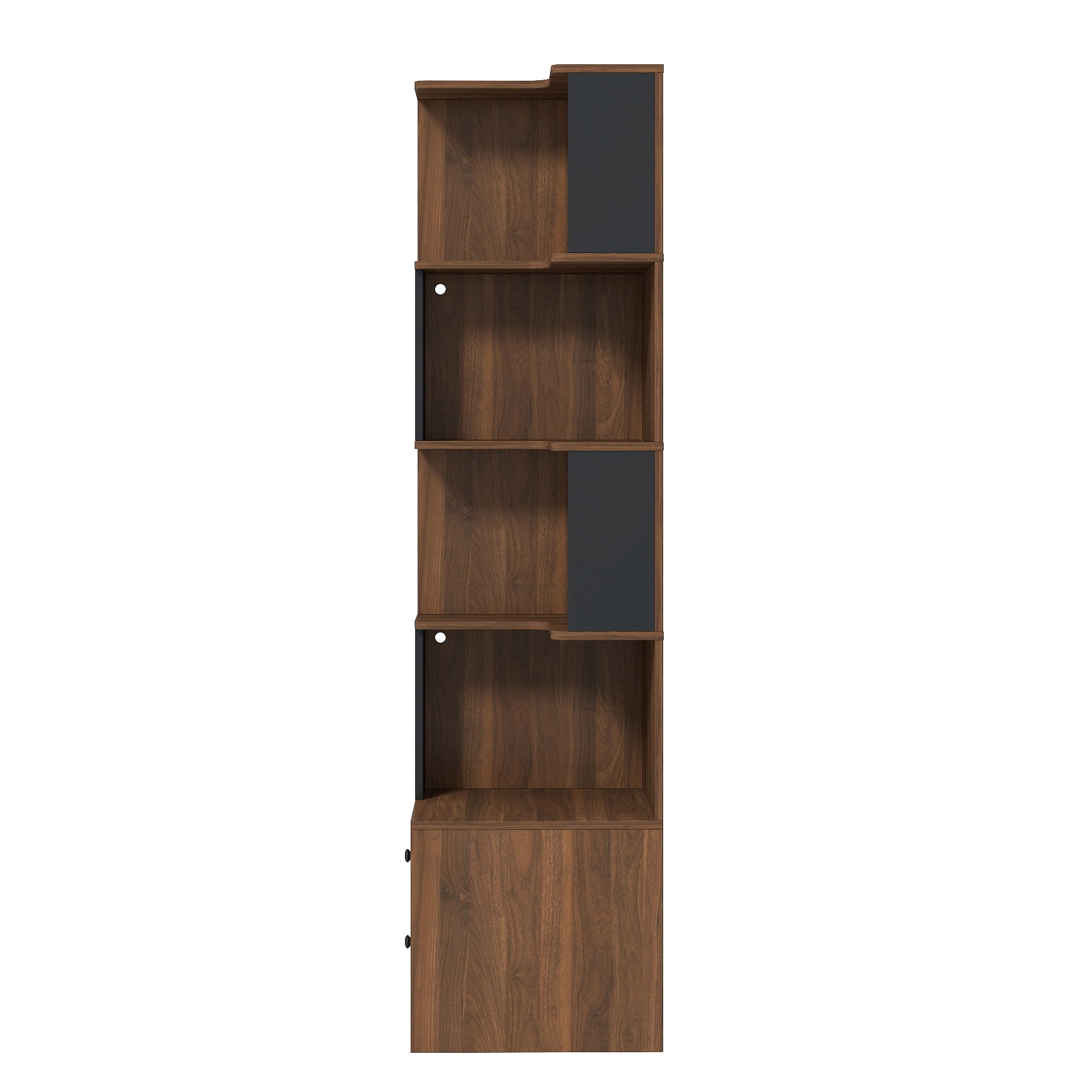 Corner Bookshelf with Drawers, 4-Tier Corner Bookshelf Bookcase with Baffle, Freestanding L Shaped Display Shelf Stand with Led Lights for Home Office, Living Room, Bedroom, Kitchen