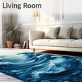thumbnail image 2 of Flatwoven High Traffic Area Rug, Large for Deck Ocean Wave Design, Non Slip, Stain Resistant, Washable Area Rugs for Living Room, Bedroom(Blue, 4X6), 2 of 8
