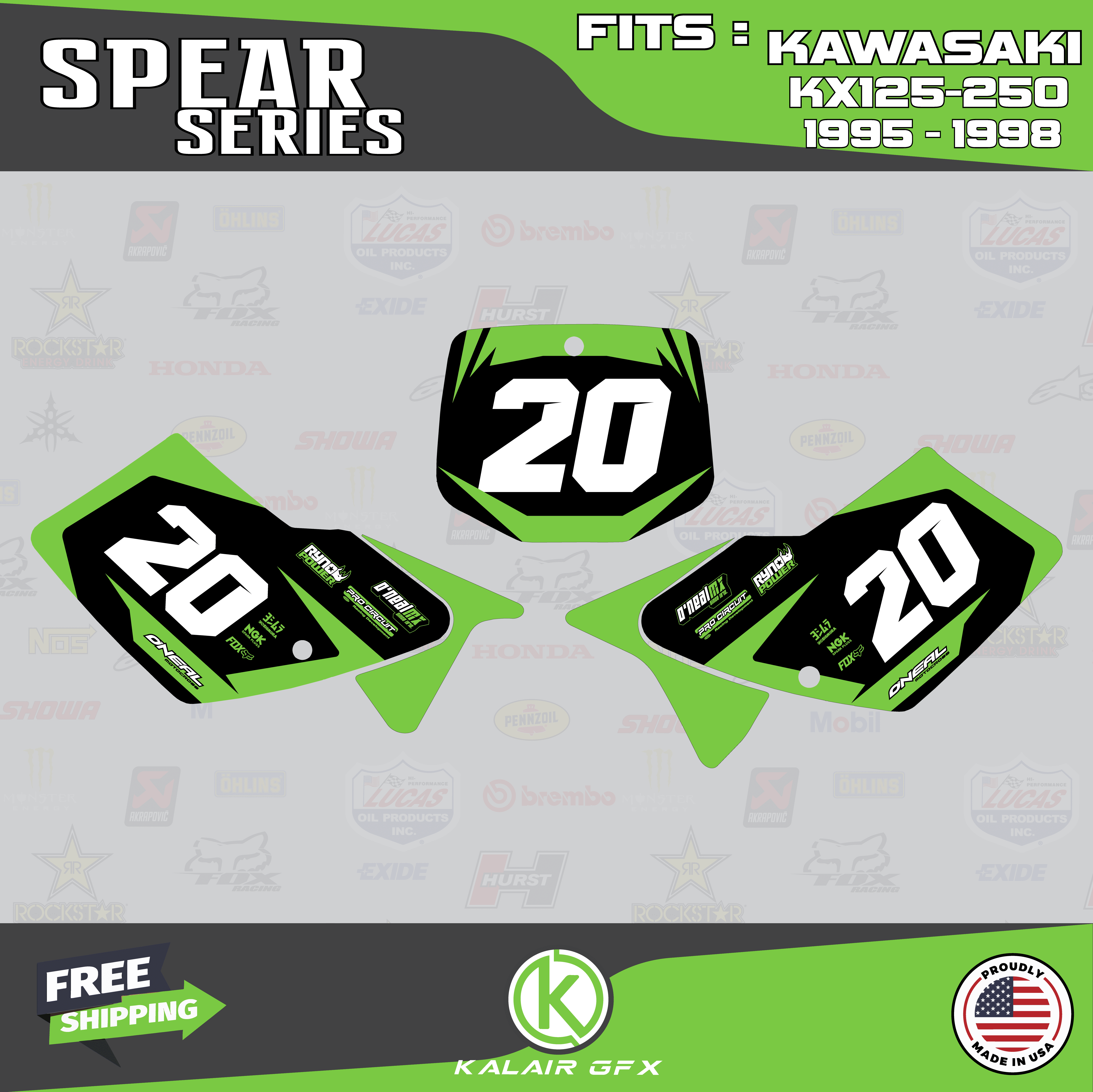 Kalair GFX Graphics Kit for Kawasaki KX125 (1995-1998) Spear