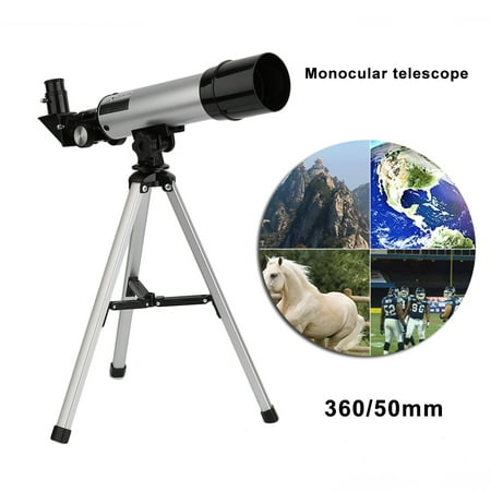 360/50mm Telescopic Monocular Refractive Astronomical Telescope Refractor,silver and black