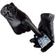 thumbnail image 1 of Guantes de cuero para mensajes de texto con pantalla táctil para hombre, guantes suaves negros cálidos de invierno, cachemira, 1 of 4
