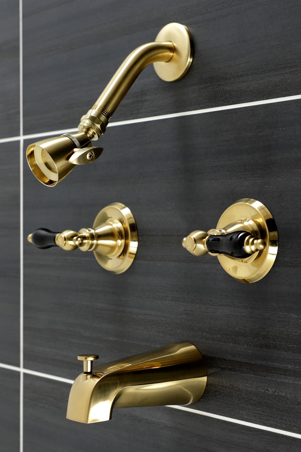 Kingston Brass KB247AKL Duchess Two-Handle Tub and Shower Faucet, Brushed Brass