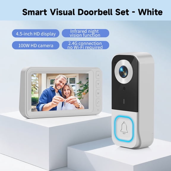 Wireless Video Doorbell with 4.5" IPS Display Screen, 720P HD 120° Wide Angle Door Bell Camera with Night Vision, 2-Way Intercom 1000mAh Battery Local Storage No WiFi No App for Home Security