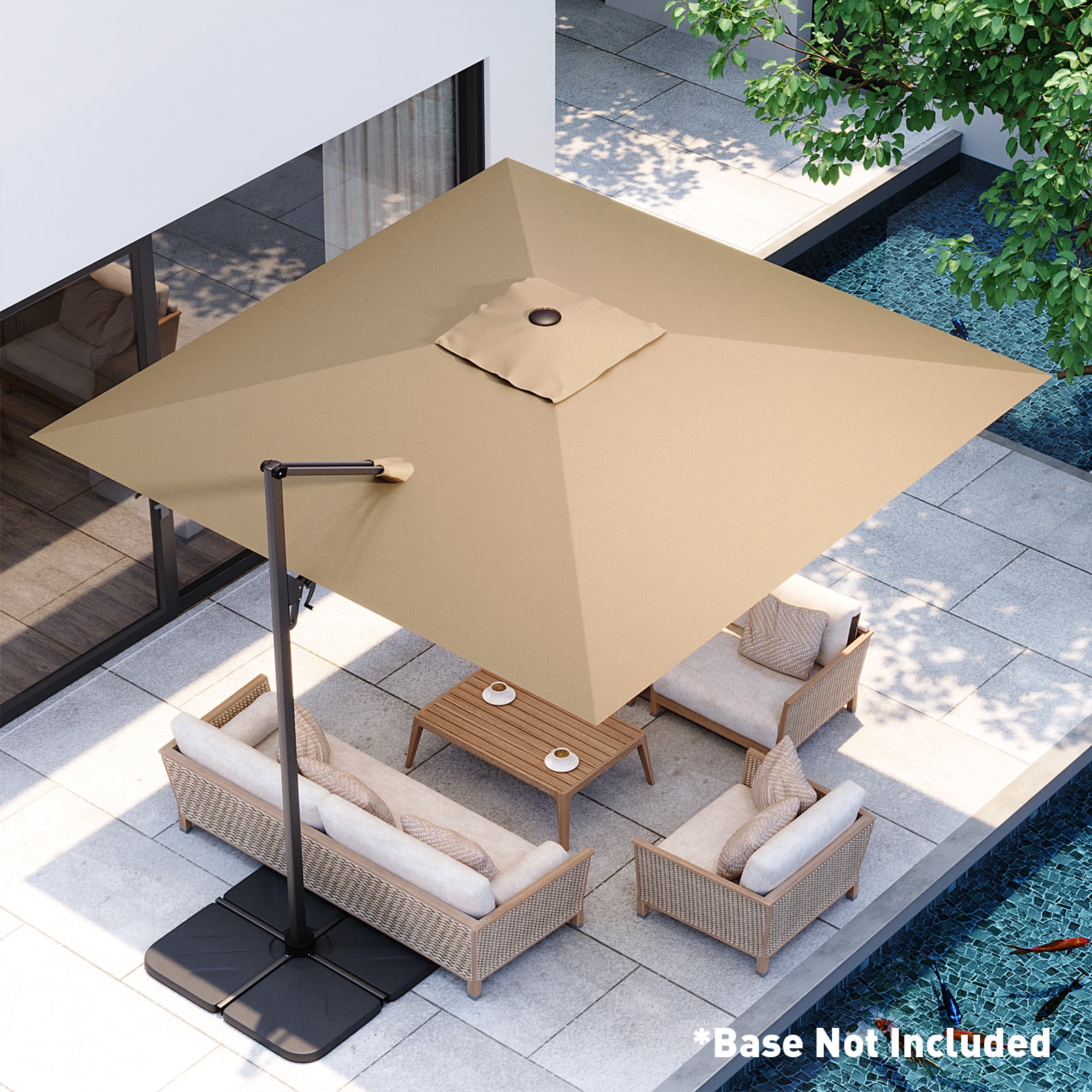 COSIEST 10FT Khaki Double Top Cantilever Outdoor Umbrellas, Large Square Windproof Patio Umbrella for Garden, Deck, Pool