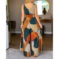 thumbnail image 5 of CHICME Women’s Jumpsuit Abstract Print V Neck Sleeveless Backless High Cinched Waist Wide Leg Overalls with Pockets Casual Beach Romper Multicolor-S, 5 of 8