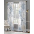 thumbnail image 5 of Blue Beige Floral Semi Sheer Curtains 108 Inch Length 2 Panels Set, Vintage Smear Abstract Art Sheer Kitchen Curtain Privacy Voile Window Curtain for Living Room Bedroom Rod Pocket Drapes, 5 of 7