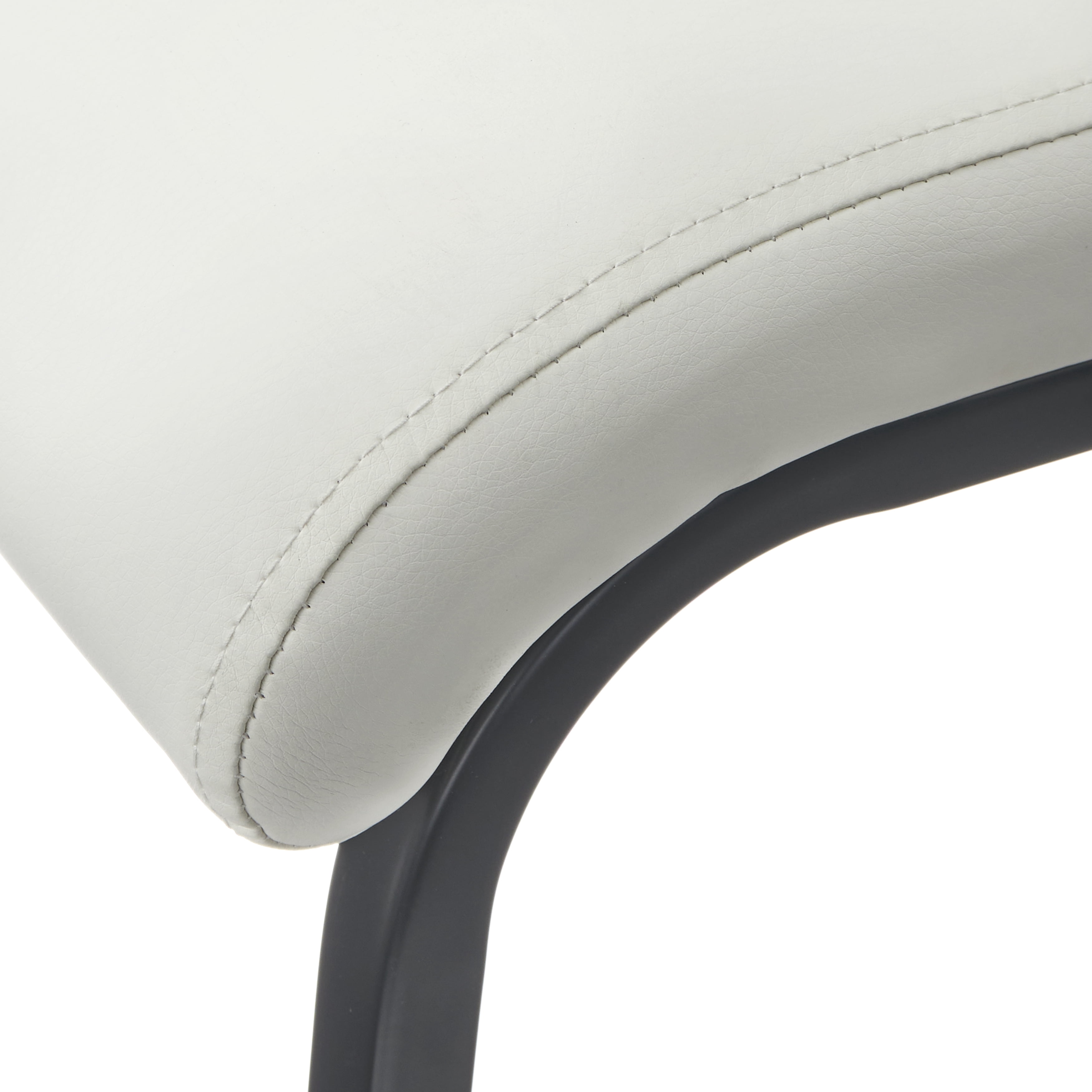 TMS Nora Upholstered Modern Dining Chair, Set of 2, White with Black Metal Legs