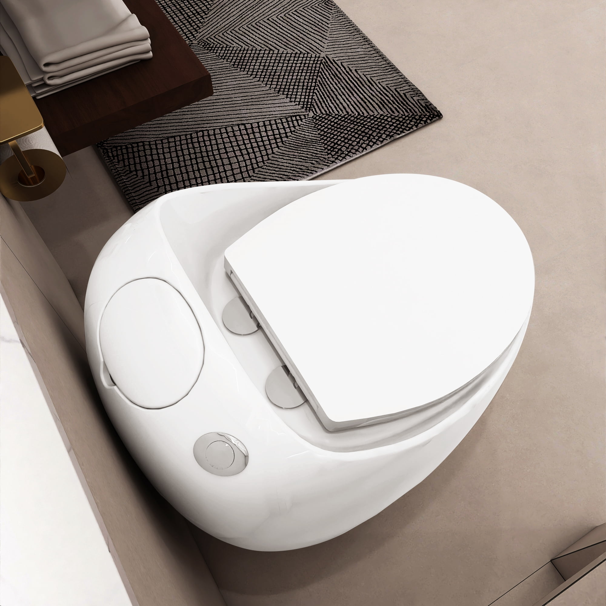 Leumius One-Piece Toilet,1.1/1.28 GPF Powerful Dual Flush Egg Shape Toilet, Button on Tank Top,Comfort Chair Height,White