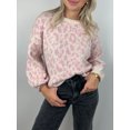 thumbnail image 4 of Honganda Women's Autumn Loose Sweater Leopard Pattern Long Sleeve Knitwear Pullover, 4 of 9