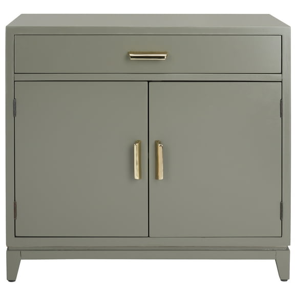 SAFAVIEH Nigel Mid-Century 2 Door 1 Drawer Chest, Dark Grey/Brass (31.9 in. W x 15.9 in. D x 29 in. H)