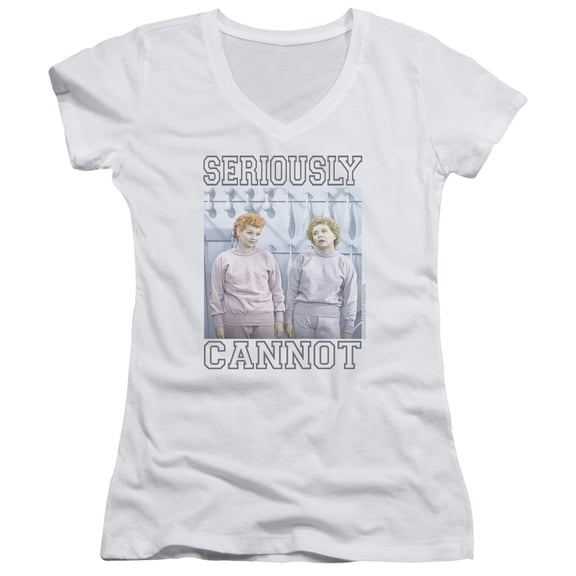 I Love Lucy Seriously Cannot Junior Women's T-Shirt V-Neck White