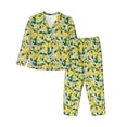 thumbnail image 1 of Fotbe Lemon1 Conjunto de Pijama de Manga Larga para Mujer con Estampado, Ropa de Dormir de 2 Piezas, Conjunto de Casa Suave y Cómodo con Bolsillos-Small, 1 of 7