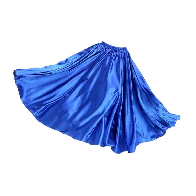 Falda de círculo completo de satén para danza del vientre Halloween azul marino
