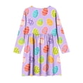 thumbnail image 5 of Xdegoge Classic Kids Girls Easter Dress Cute Bunny Egg Graphic Printed Tween Summer Sundress Knee Length Swing Long Sleeve Spring Holiday Event Outfit Casual Daily Play Wear for Teen, 5 of 7