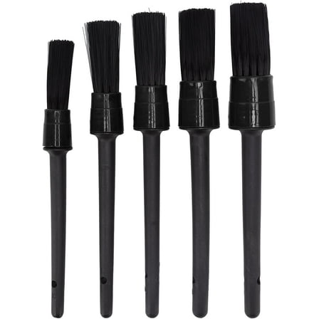 5 Pcs Car Detailing Brushes Set, Super Soft Auto Detail Brush for Automotive Cleaning Wheels, Dashboard, Interior, Exterior, Leather, Air Vents, Emblems(Black)