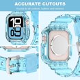 thumbnail image 5 of Clear Case with Band for Apple Watch 45mm 38mm 40mm 41mm 42mm 44mm Women Men Girl,Silicone Jelly Transparent Soft Soprt Strap with Cover for iWatch Series 9 8 7 6 5 4 3 2 1 SE Blue Pink Green Orange, 5 of 8
