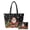 Black Santa Print, variant on Pink Santa Print 2Pcs Quilted Tote Bag Set with Matching Cosmetic Pouch, Large Capacity Women Shoulder Handbag for Christmas Shopping Work Travel Holiday Gift