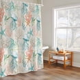 thumbnail image 6 of Teal Jellyfish Starfish Shower Curtains for Bathroom, Summer Beach Coral Shell Retro Washable Fabric Shower Curtain with Hooks Waterproof Bathroom Decor Sets, 66 x 72 Inches, 6 of 9
