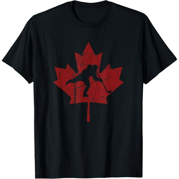 Canadian Hockey Player Vintage Canada Maple Leaf Ice Skating T-Shirt