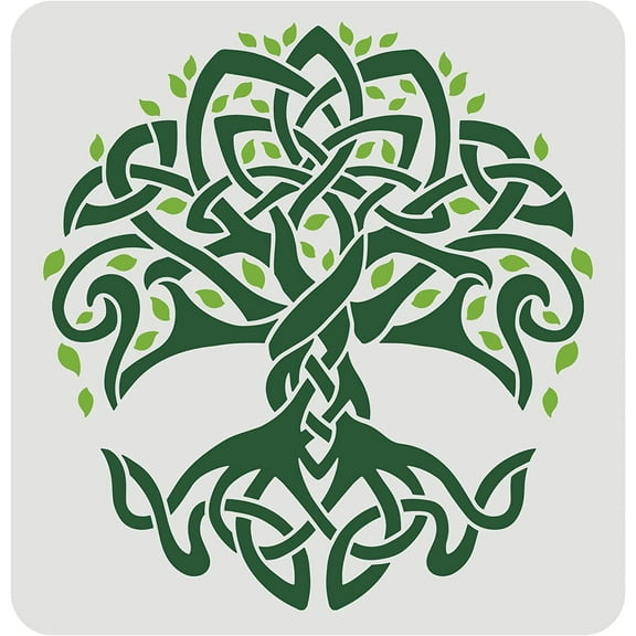 Celtic Tree of Life Stencil 11.8x11.8inch Traditional Irish Tree Design Stencils Template Washable Reusable Mylar DIY Art Craft Painting Chalk Signs for Painting Craft Window Wall diy