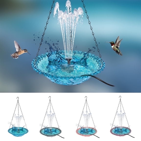 Bird Bath Fountain, Bird Feeders for Outdoors, Easy to Fill Wild Bird Feeders, Attract a Variety of Hummingbird, 9.25 Inch Diameter, 4 Spray Nozzles, Lightweight Durable