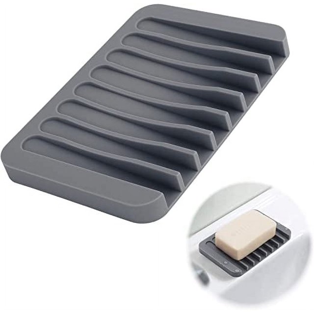 Jabonera de ducha gris, jabonera de encimera para baño, cocina, ducha, mantiene el jabón seco y limpio