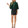 thumbnail image 2 of INSPIRE CHIC Sequin Jackets for Women's Velvet Capelet Cocktail Sprakly Bolero Shrugs L Dark Green, 2 of 6