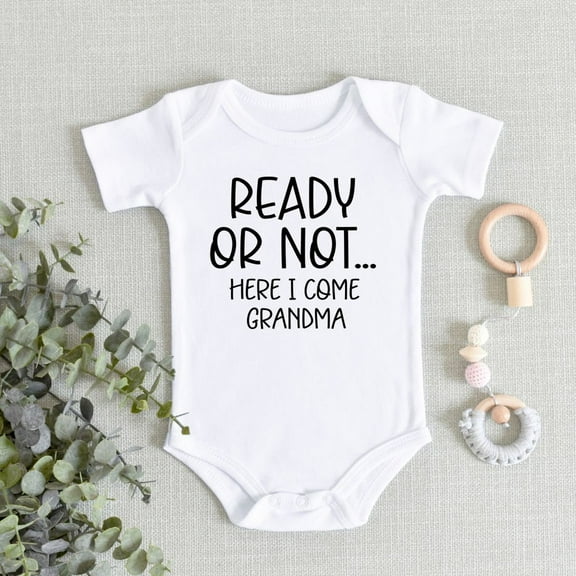 Grandma Pregnancy Announcement Baby Bodysuit, Ready Or Not Here I Come Grandma Bodysuit, Baby Reveal, Pregnancy Reveal Cute Baby Onesie, BABY BODYSUIT LAT 4424