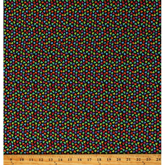 Cotton Hearts Colorful Valentine's Day Holiday Shapes Love Black Cotton Fabric Print by the Yard (GAIL-C8496-BLACK)