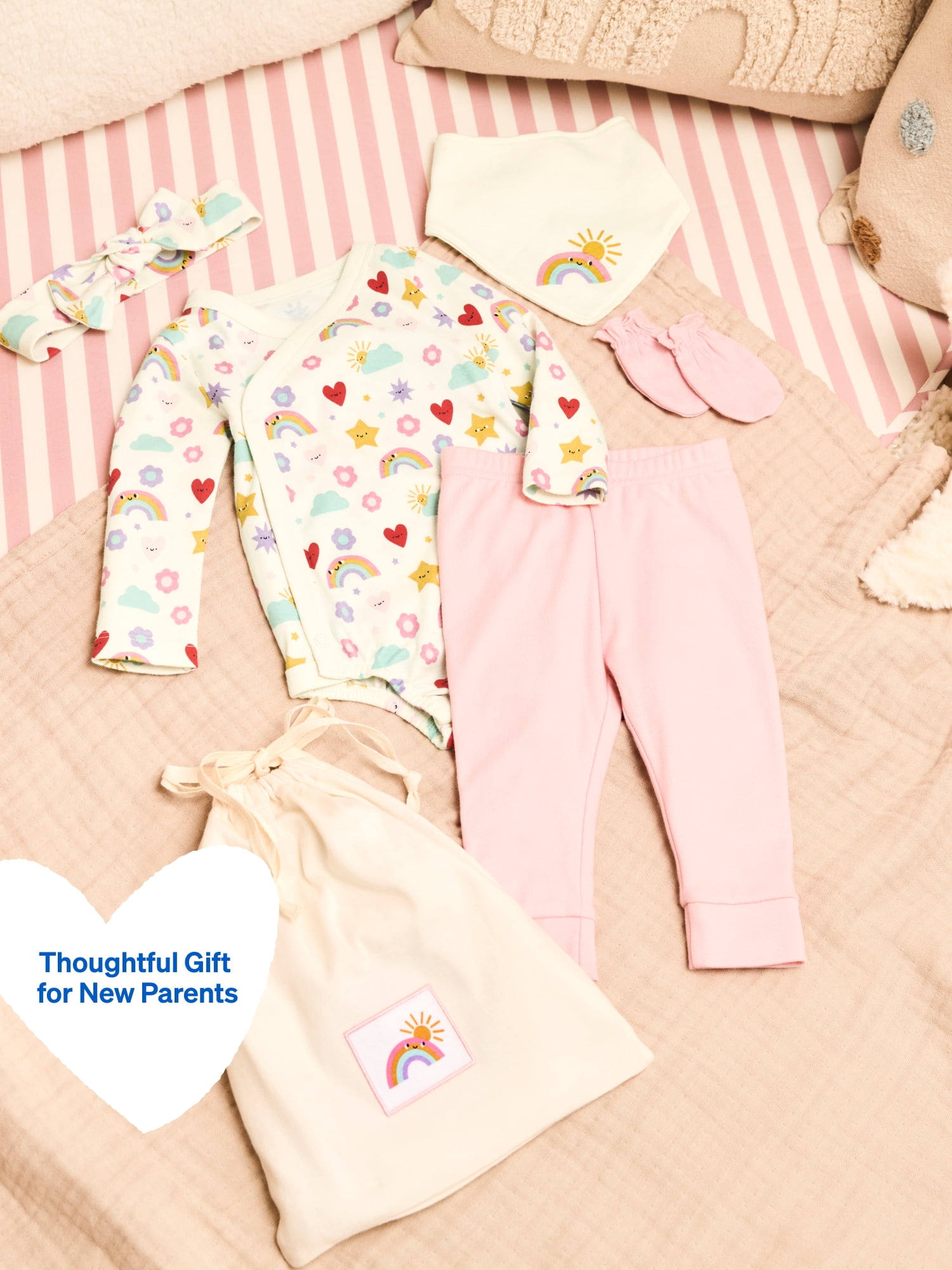 Garanimals Newborn & Baby 100% Cotton Newborn Essentials Set, Sizes Newborn–9M, 5-Piece