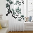 thumbnail image 5 of Teal Pine Tree Sheer Curtains 45 Inches Long, Farmhouse Botanical Country Light Filering Curtains, Breathable Simi Curtain Privacy Drapes for Kitchen Bathroom Lightweight Small Window Treatment, 5 of 9