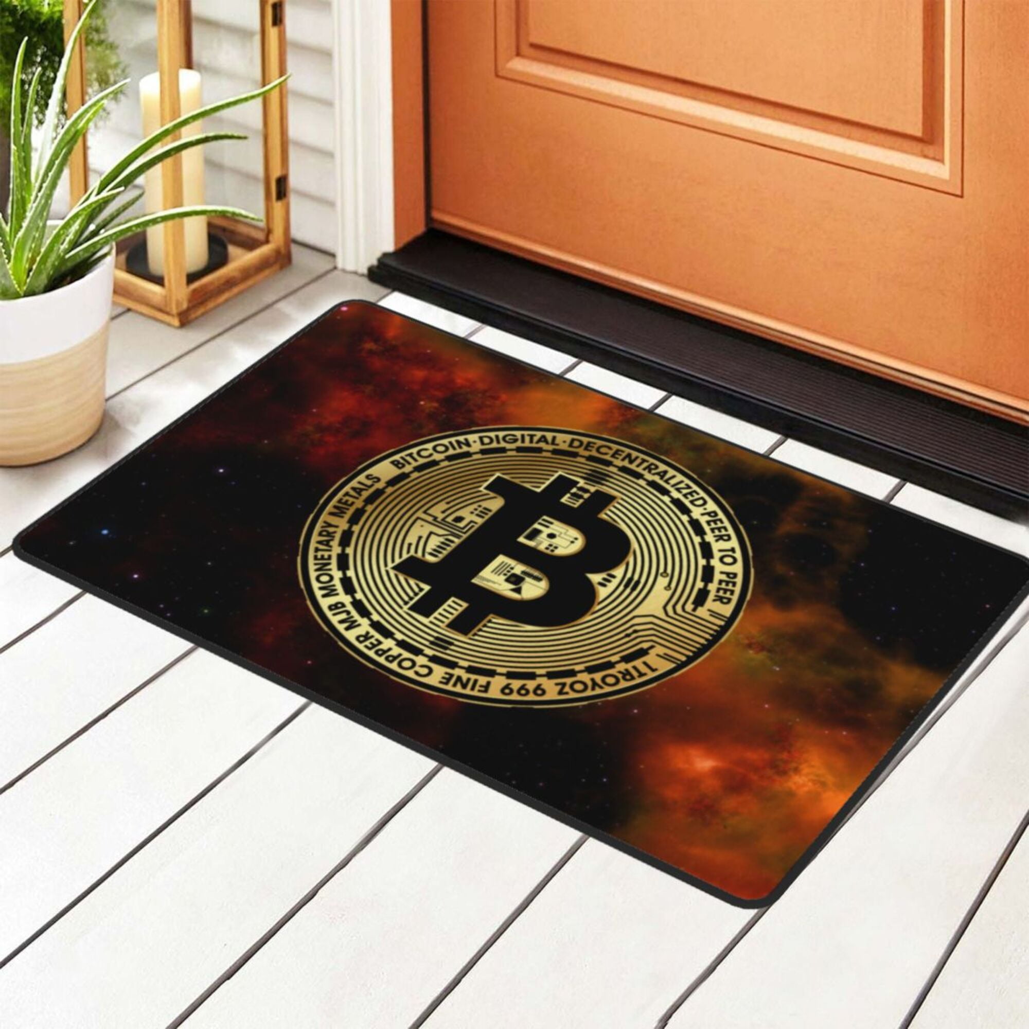 Bitcoin Virtual Crypto Coin Rugs Doormat, Non-Slip Machine Washable Carpets  Floor Door Mat , 36