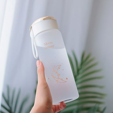 

400ml Fashion Moon Fantasy Water Bottle Portable Plastic Cup Ins Student Leakproof Simple Frosted Bottles WHITE