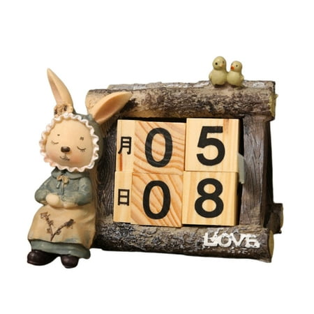 A Easter Tabletop Calendar Reusable Wooden Combination Building Block Date Display Desktop Decoration Ornament Style A